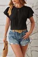 Round Neck Keyhole Cap Sleeve T-Shirt - V.I.P Digital Presence