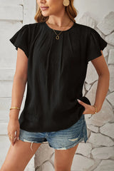 Round Neck Keyhole Cap Sleeve T-Shirt - V.I.P Digital Presence