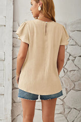 Round Neck Keyhole Cap Sleeve T-Shirt - V.I.P Digital Presence