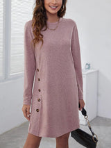 Round Neck Long Sleeve Mini Dress - V.I.P Digital Presence