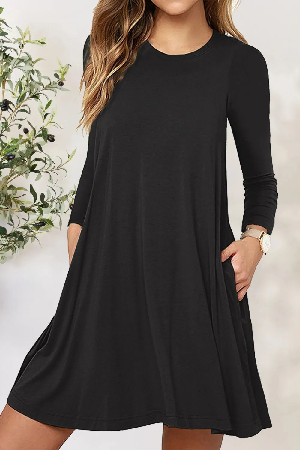 Round Neck Long Sleeve Mini Dress - V.I.P Digital Presence