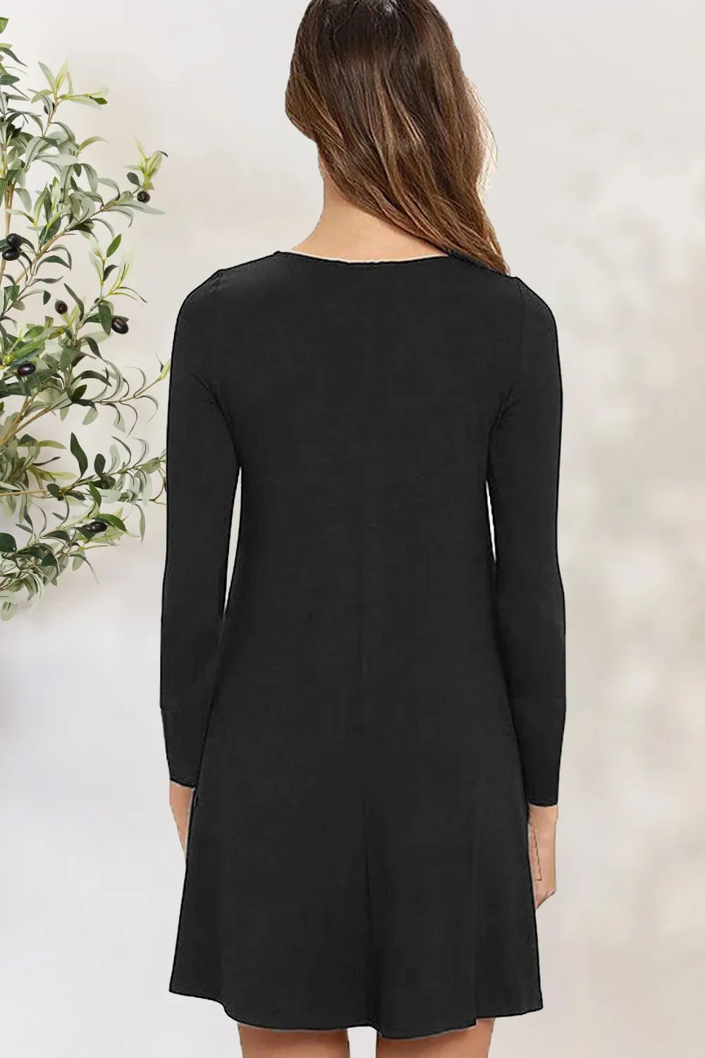Round Neck Long Sleeve Mini Dress - V.I.P Digital Presence