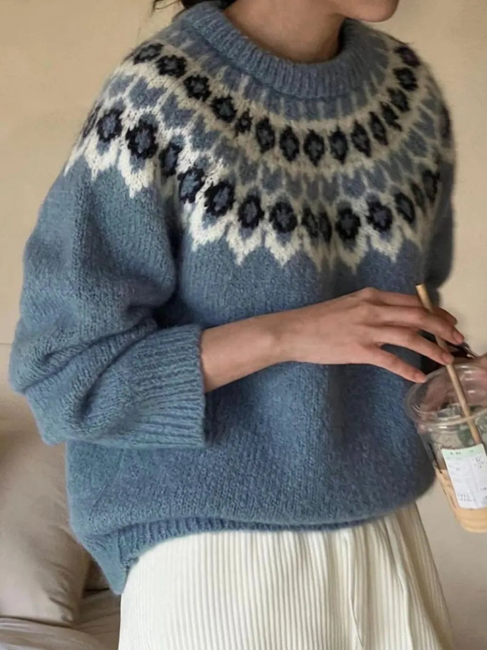 Round Neck Long Sleeve Sweater - V.I.P Digital Presence