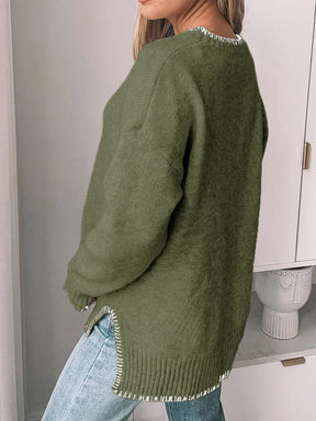 Round Neck Long Sleeve Sweater - V.I.P Digital Presence