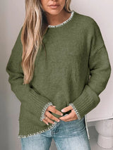 Round Neck Long Sleeve Sweater - V.I.P Digital Presence