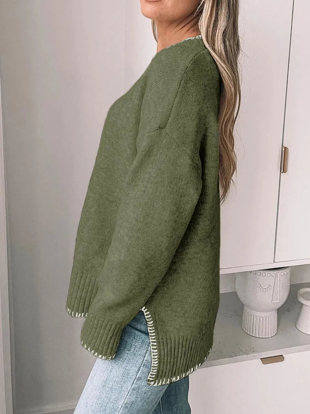 Round Neck Long Sleeve Sweater - V.I.P Digital Presence