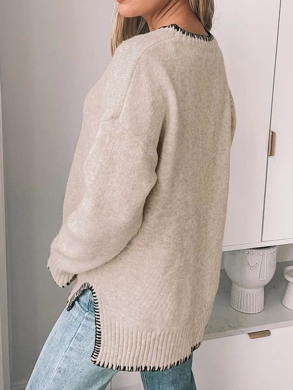 Round Neck Long Sleeve Sweater - V.I.P Digital Presence