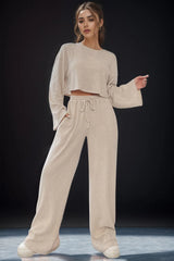 Round Neck Long Sleeve Top and Pants Set - V.I.P Digital Presence