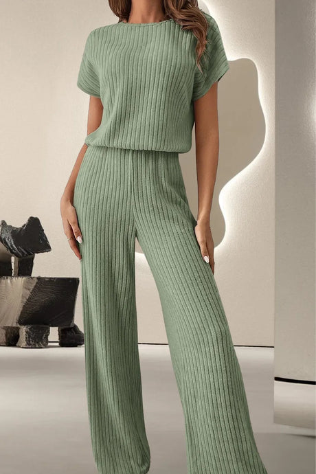 Round Neck Short Sleeve Jumpsuit - V.I.P Digital Presence