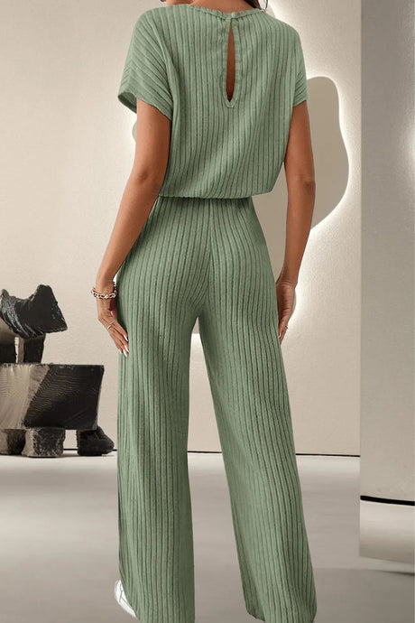Round Neck Short Sleeve Jumpsuit - V.I.P Digital Presence