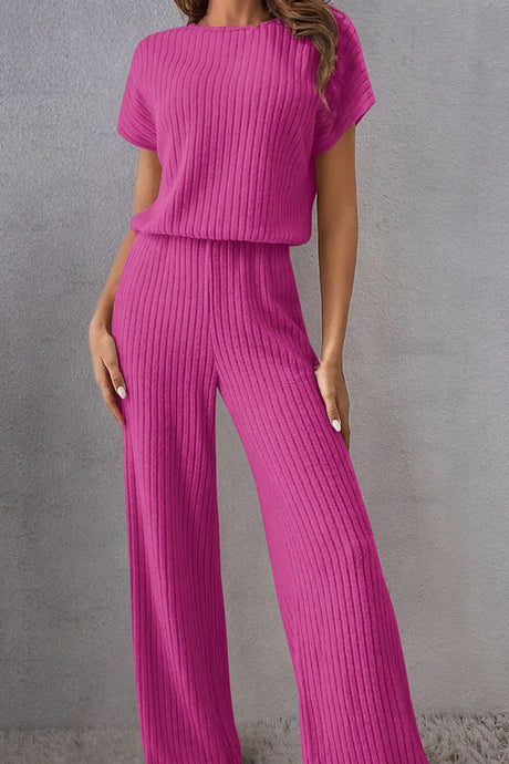Round Neck Short Sleeve Jumpsuit - V.I.P Digital Presence