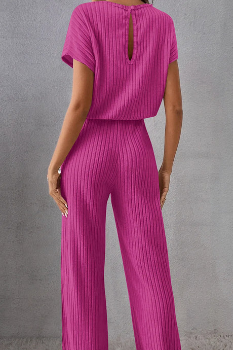 Round Neck Short Sleeve Jumpsuit - V.I.P Digital Presence
