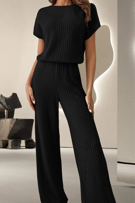 Round Neck Short Sleeve Jumpsuit - V.I.P Digital Presence