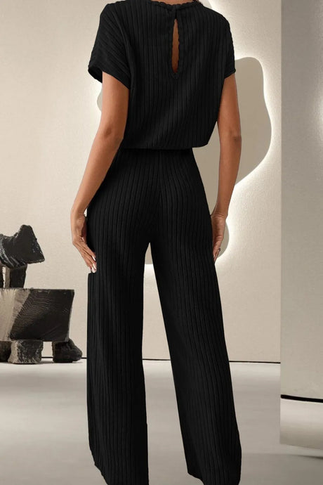 Round Neck Short Sleeve Jumpsuit - V.I.P Digital Presence