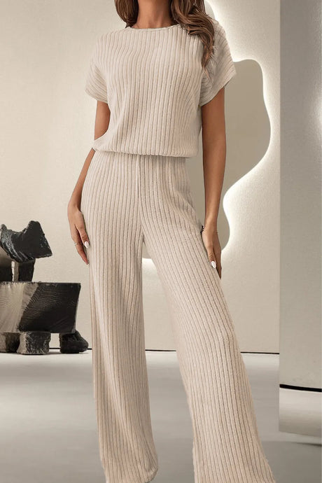 Round Neck Short Sleeve Jumpsuit - V.I.P Digital Presence