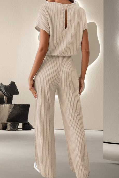 Round Neck Short Sleeve Jumpsuit - V.I.P Digital Presence