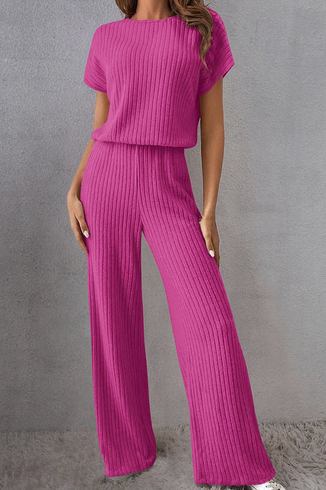 Round Neck Short Sleeve Jumpsuit - V.I.P Digital Presence