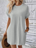 Round Neck Short Sleeve Mini Dress - V.I.P Digital Presence