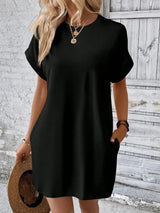 Round Neck Short Sleeve Mini Dress - V.I.P Digital Presence