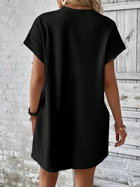 Round Neck Short Sleeve Mini Dress - V.I.P Digital Presence