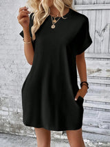 Round Neck Short Sleeve Mini Dress - V.I.P Digital Presence