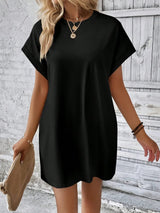 Round Neck Short Sleeve Mini Dress - V.I.P Digital Presence
