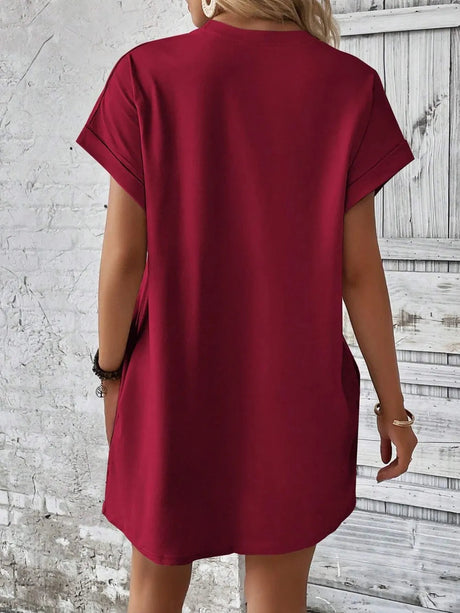 Round Neck Short Sleeve Mini Dress - V.I.P Digital Presence