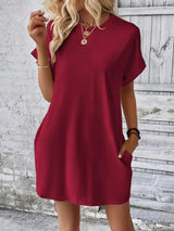Round Neck Short Sleeve Mini Dress - V.I.P Digital Presence
