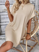 Round Neck Short Sleeve Mini Dress - V.I.P Digital Presence
