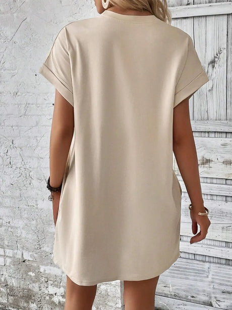 Round Neck Short Sleeve Mini Dress - V.I.P Digital Presence