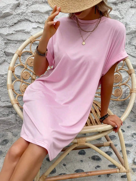 Round Neck Short Sleeve Mini Dress - V.I.P Digital Presence