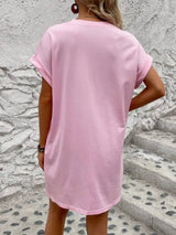 Round Neck Short Sleeve Mini Dress - V.I.P Digital Presence