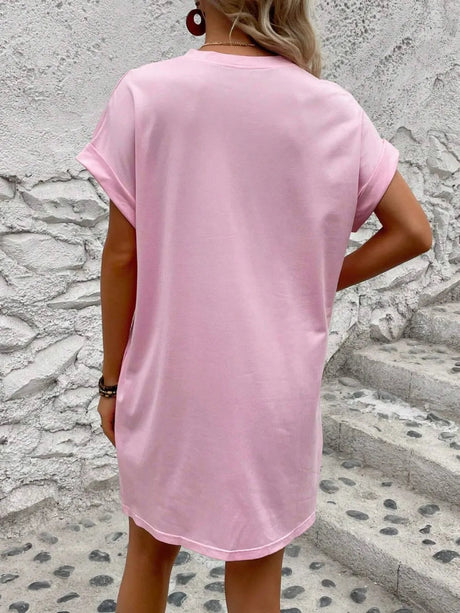 Round Neck Short Sleeve Mini Dress - V.I.P Digital Presence