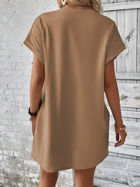 Round Neck Short Sleeve Mini Dress - V.I.P Digital Presence