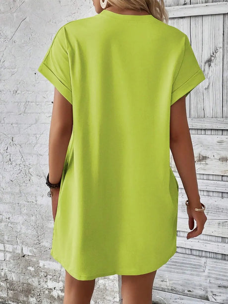 Round Neck Short Sleeve Mini Dress - V.I.P Digital Presence