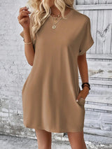 Round Neck Short Sleeve Mini Dress - V.I.P Digital Presence