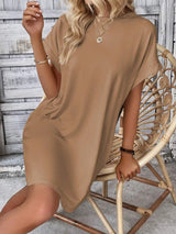 Round Neck Short Sleeve Mini Dress - V.I.P Digital Presence