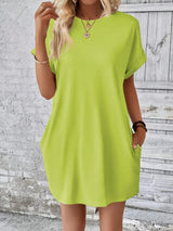 Round Neck Short Sleeve Mini Dress - V.I.P Digital Presence