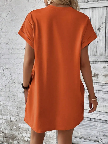 Round Neck Short Sleeve Mini Dress - V.I.P Digital Presence