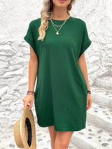 Round Neck Short Sleeve Mini Dress - V.I.P Digital Presence