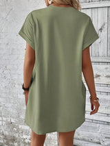 Round Neck Short Sleeve Mini Dress - V.I.P Digital Presence
