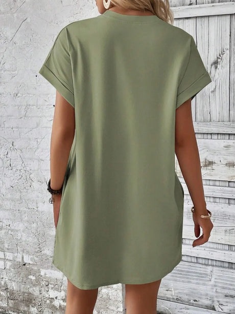Round Neck Short Sleeve Mini Dress - V.I.P Digital Presence