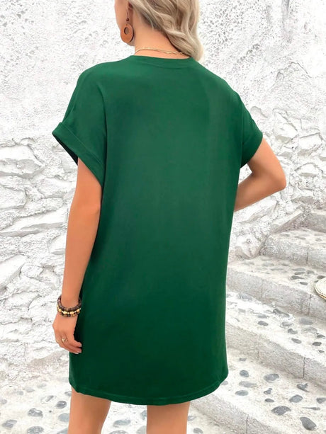 Round Neck Short Sleeve Mini Dress - V.I.P Digital Presence