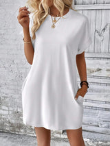 Round Neck Short Sleeve Mini Dress - V.I.P Digital Presence