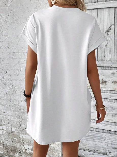 Round Neck Short Sleeve Mini Dress - V.I.P Digital Presence