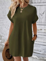 Round Neck Short Sleeve Mini Dress - V.I.P Digital Presence