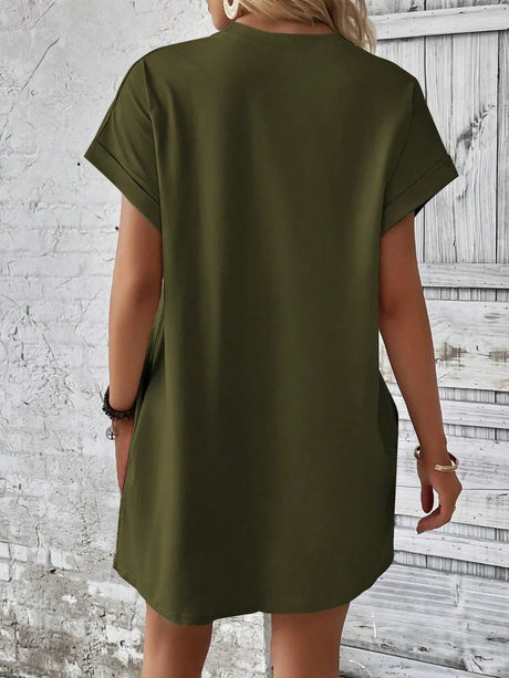 Round Neck Short Sleeve Mini Dress - V.I.P Digital Presence