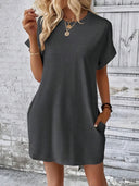 Round Neck Short Sleeve Mini Dress - V.I.P Digital Presence