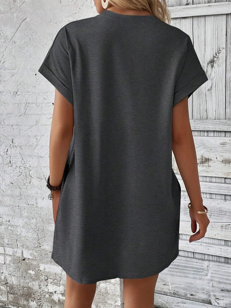 Round Neck Short Sleeve Mini Dress - V.I.P Digital Presence