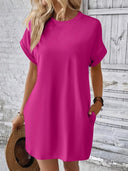 Round Neck Short Sleeve Mini Dress - V.I.P Digital Presence
